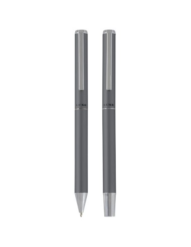 Set regalo con penna a sfera e penna roller in alluminio riciclato Lucetto (inchiostro nero)