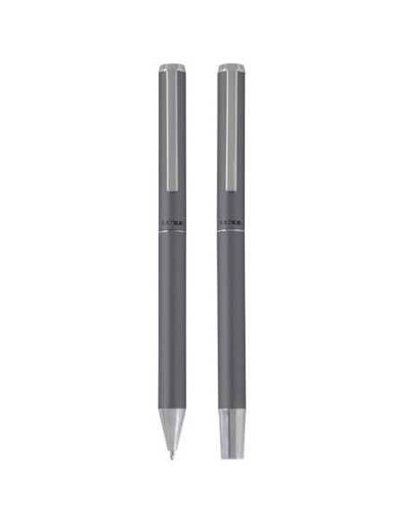 Set regalo con penna a sfera e penna roller in alluminio riciclato Lucetto (inchiostro nero)