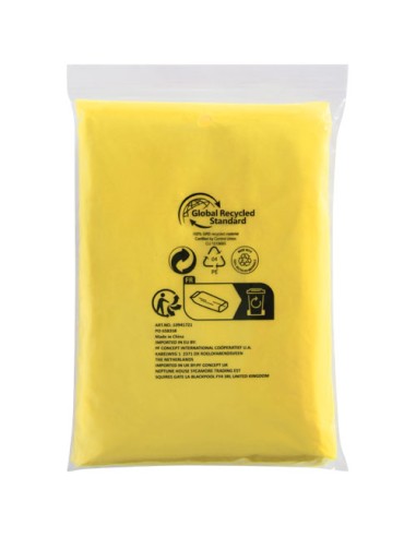Poncho impermeabile monouso in materiale riciclato certificato GRS con custodia Mayan 