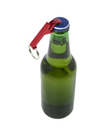 Portachiavi con apribottiglie e apriscatole in alluminio riciclato RCS Tao 