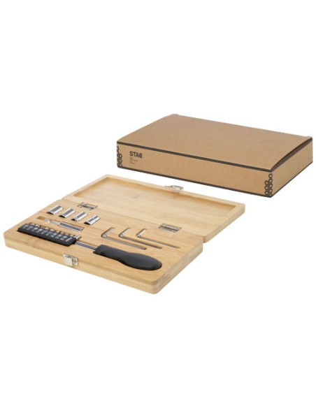 Set di utensili in bambù/plastica riciclata da 19 pezzi Rivet