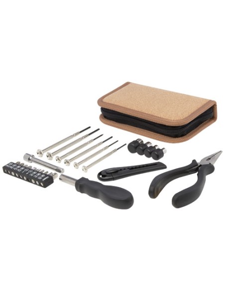 Set di attrezzi da 24 pezzi in plastica riciclata RCS con custodia in sughero Spike