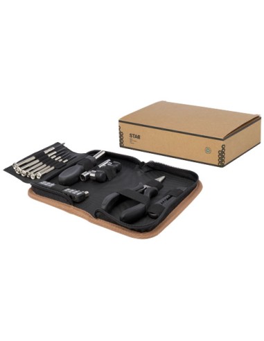 Set di attrezzi da 24 pezzi in plastica riciclata RCS con custodia in sughero Spike