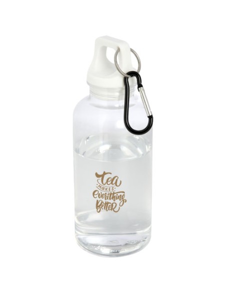 Borraccia in plastica riciclata certificata RCS da 400 ml con moschettone Oregon