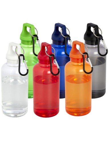Borraccia in plastica riciclata certificata RCS da 400 ml con moschettone Oregon