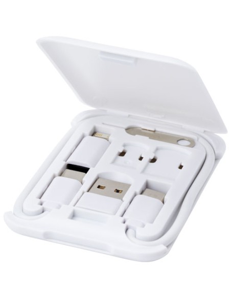 Cavo di ricarica modulare in plastica riciclata con supporto per telefono Savvy Cavo di ricarica modulare in plastica riciclata con supporto per telefono Savvy