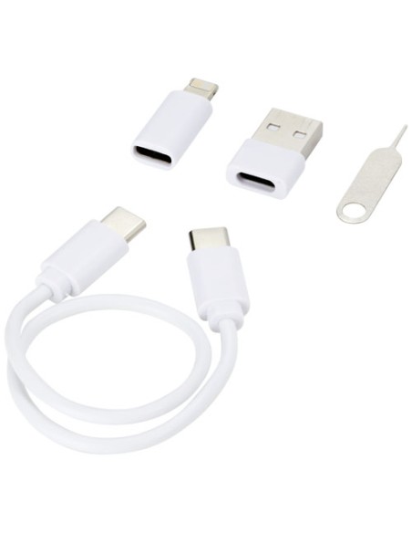 Cavo di ricarica modulare in plastica riciclata con supporto per telefono Savvy Cavo di ricarica modulare in plastica riciclata con supporto per telefono Savvy
