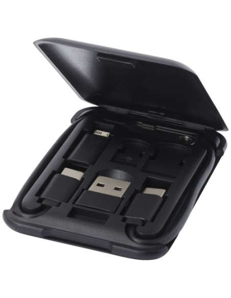 Cavo di ricarica modulare in plastica riciclata con supporto per telefono Savvy Cavo di ricarica modulare in plastica riciclata con supporto per telefono Savvy