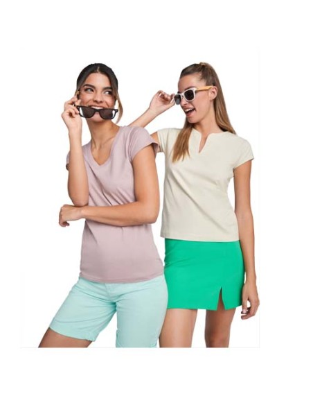 T-shirt a maniche corte con scollo a V da donna Victoria