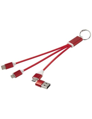 Cavo di ricarica in alluminio riciclato 4 in 1 con portachiavi Metal
