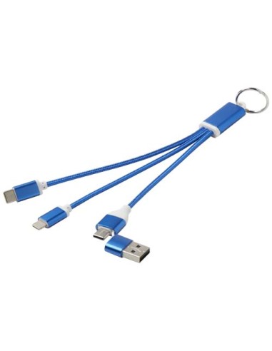 Cavo di ricarica in alluminio riciclato 4 in 1 con portachiavi Metal