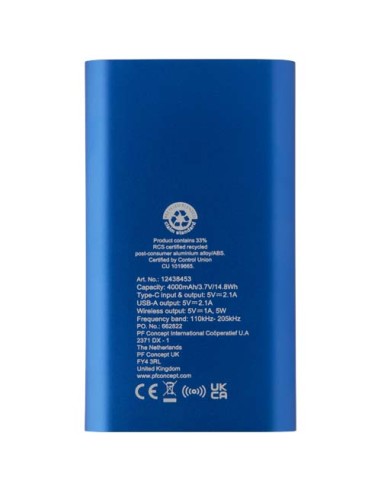 Power bank wireless da 4000 mAh Type C in alluminio riciclato Juice 