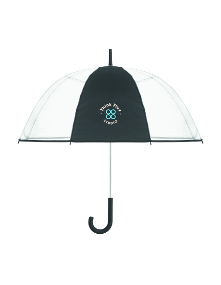 ⌀102cm/23″ ombrello trasparente con manico curvo.