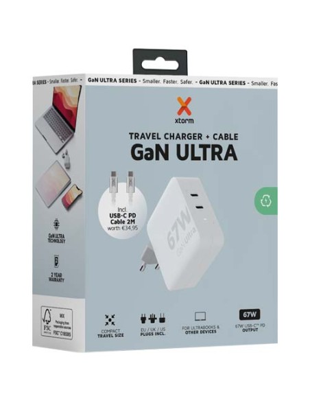 Caricabatterie da viaggio da 67 W con cavo USB-C PD da 100 W Xtorm XVC2067 GaN Ultra