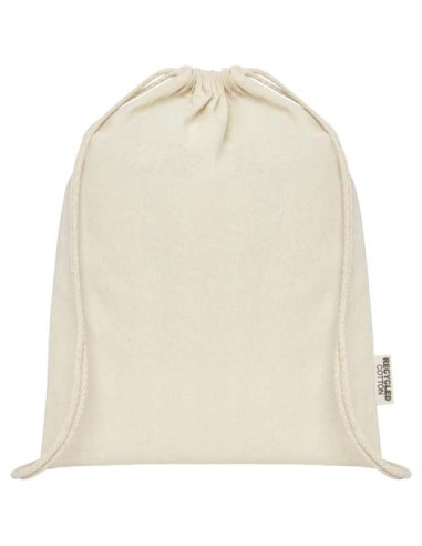 Borsa con cordoncino in cotone riciclato certificato GRS da 140 g/m² Oregon