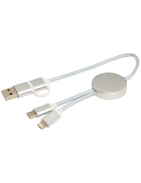 Cavo 5-in-1 in alluminio e plastica riciclata da 30 cm per la sincronizzazione dei dati e la ricarica rapida da 27 W Alasia