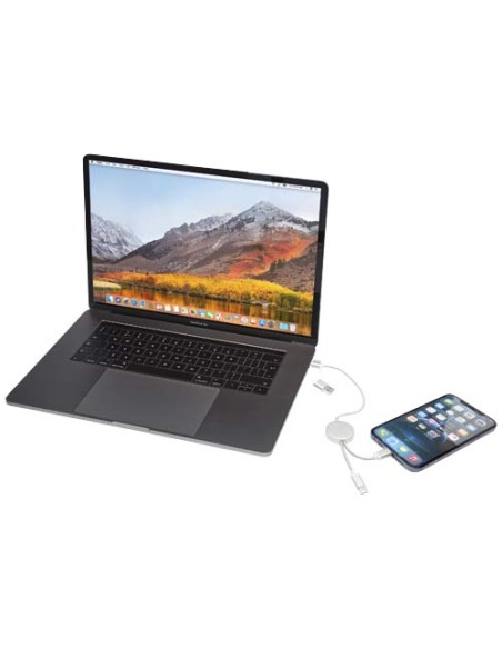 Cavo 5-in-1 in alluminio e plastica riciclata da 30 cm per la sincronizzazione dei dati e la ricarica rapida da 27 W Alasia