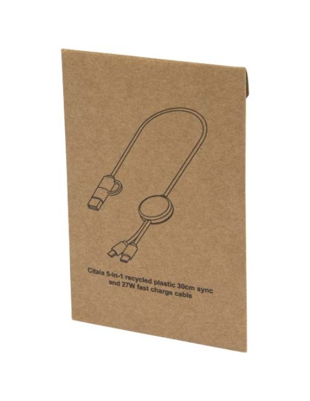 Cavo 5-in-1 in plastica riciclata da 30 cm per la sincronizzazione dei dati e la ricarica rapida da 27 W Citala Cavo 5-in-1 in plastica riciclata da 30 cm per la sincronizzazione dei dati e la ricarica rapida da 27 W Citala