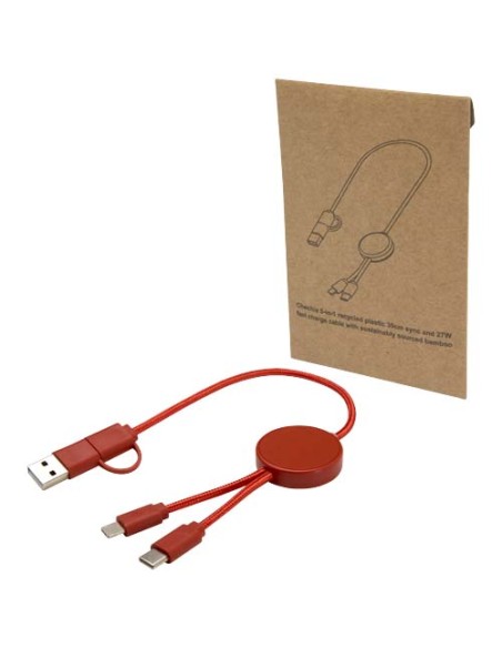 Cavo 5-in-1 in plastica riciclata da 30 cm per la sincronizzazione dei dati e la ricarica rapida da 27 W Citala Cavo 5-in-1 in plastica riciclata da 30 cm per la sincronizzazione dei dati e la ricarica rapida da 27 W Citala