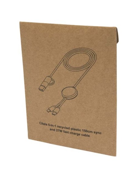 Cavo 5-in-1 in plastica riciclata da 150 cm per la sincronizzazione dei dati e la ricarica rapida da 27 W Citala Cavo 5-in-1 in plastica riciclata da 150 cm per la sincronizzazione dei dati e la ricarica rapida da 27 W Citala