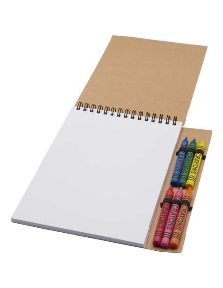 Quaderno a spirale formato A5 con copertina morbida e set di pastelli Doodle