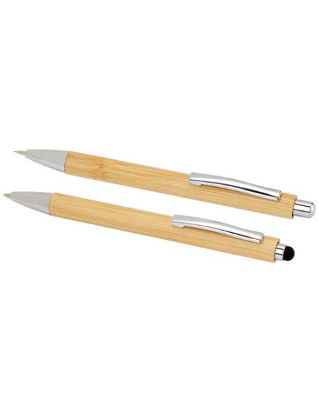 Set di penna a sfera e portamina in bambù Oblys (inchiostro nero)