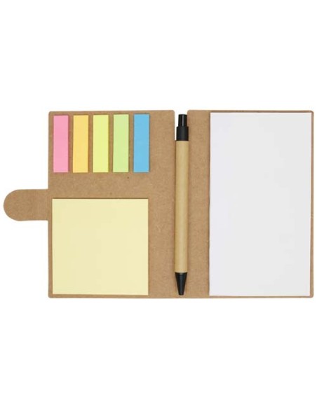 Blocchetto con foglietti adesivi e penna a sfera Swift (inchiostro nero)