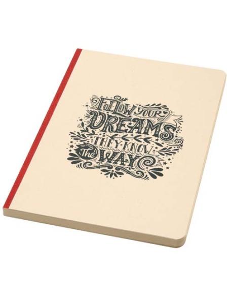 Blocco note formato A5 con copertina morbida in PET riciclato e carta a base di canna da zucchero Liliana