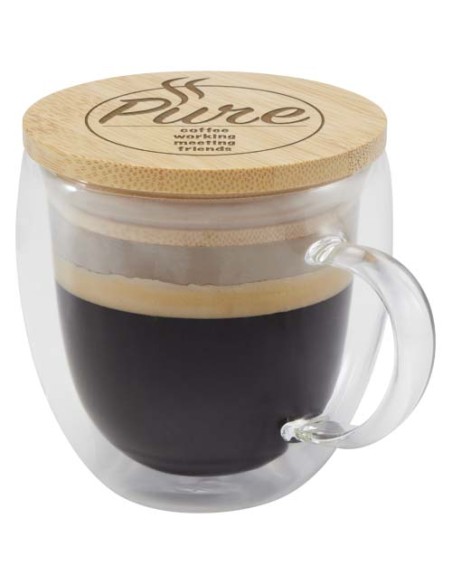 Tazza in vetro da 250 ml con coperchio in bambù Lenora