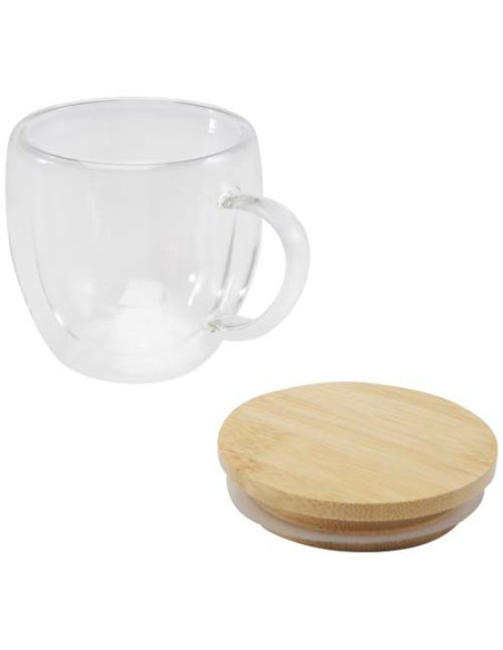 Tazza in vetro da 250 ml con coperchio in bambù Lenora