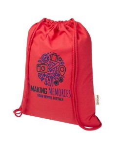 Borsa con cordoncino  in materiale riciclato GRS da 140 g/m² Oregon Blend - 5L