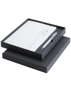 Set con blocco note formato A5 con copertina rigida e penna roller Legato Elegance