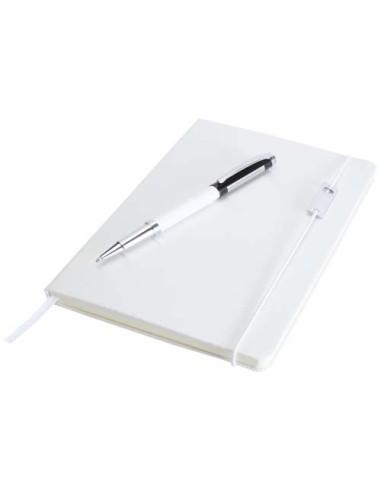Set con blocco note formato A5 con copertina rigida e penna roller Legato Elegance