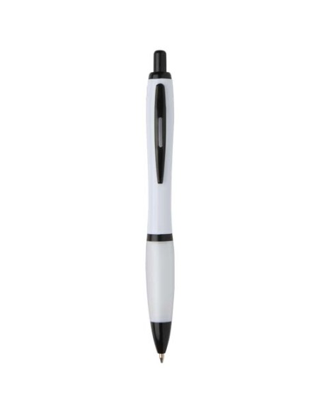Penna a sfera in plastica riciclata con finiture nere (inchiostro nero) Nash
