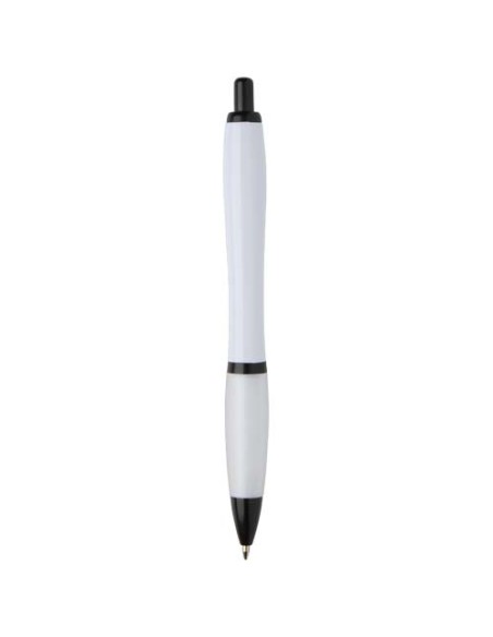 Penna a sfera in plastica riciclata con finiture nere (inchiostro nero) Nash