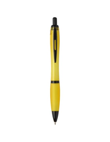 Penna a sfera in plastica riciclata con finiture nere (inchiostro nero) Nash
