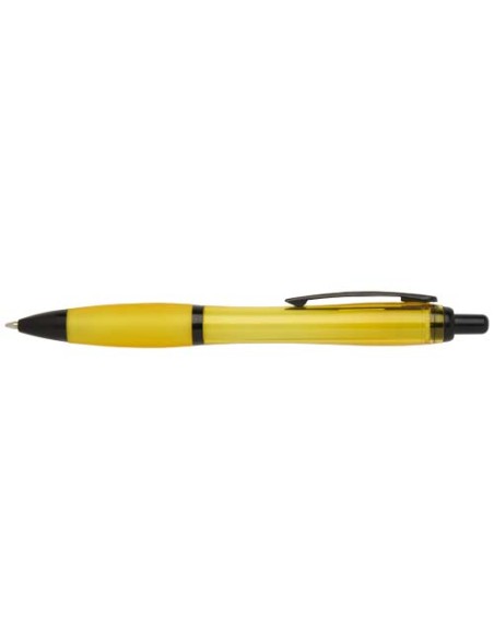 Penna a sfera in plastica riciclata con finiture nere (inchiostro nero) Nash