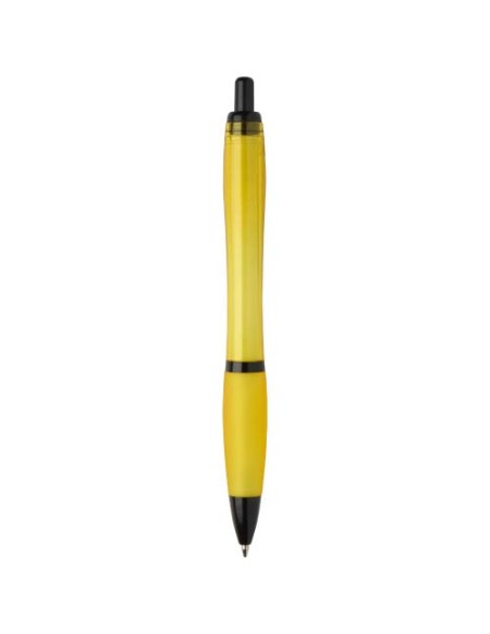 Penna a sfera in plastica riciclata con finiture nere (inchiostro nero) Nash