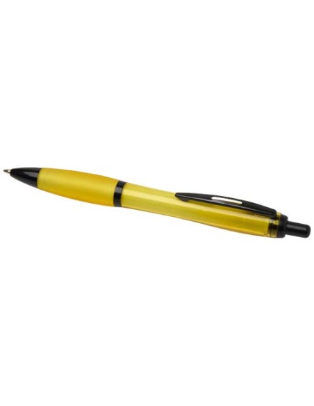 Penna a sfera in plastica riciclata con finiture nere (inchiostro nero) Nash