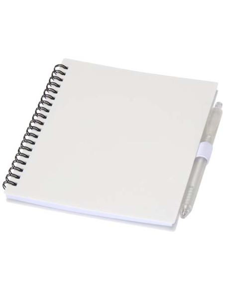 Set di blocco note con copertina morbida in plastica riciclata e penna a sfera (inchiostro blu) Niove