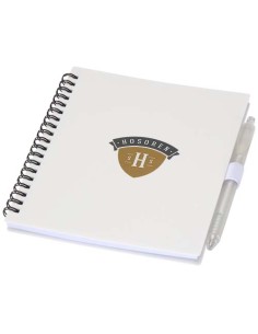 Set di blocco note con copertina morbida in plastica riciclata e penna a sfera (inchiostro blu) Niove