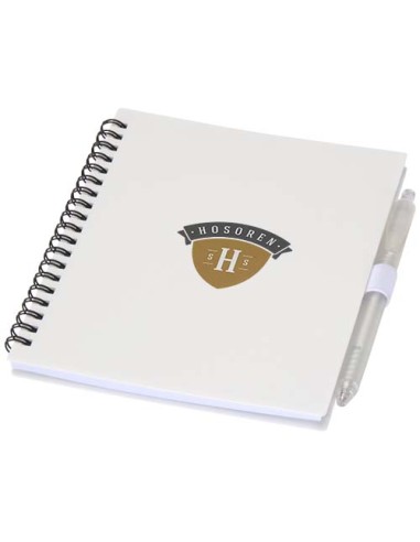 Set di blocco note con copertina morbida in plastica riciclata e penna a sfera (inchiostro blu) Niove