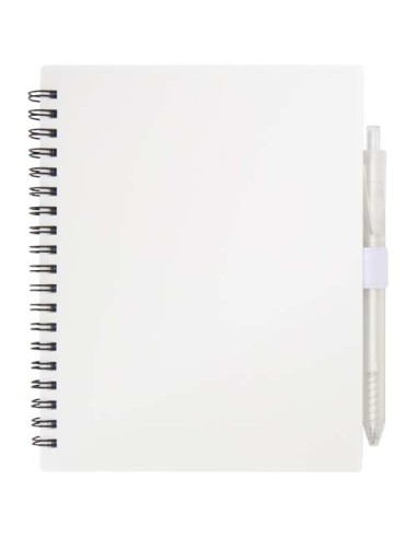 Set di blocco note con copertina morbida in plastica riciclata e penna a sfera (inchiostro blu) Niove