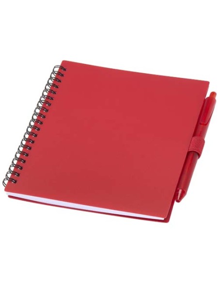 Set di blocco note con copertina morbida in plastica riciclata e penna a sfera (inchiostro blu) Niove