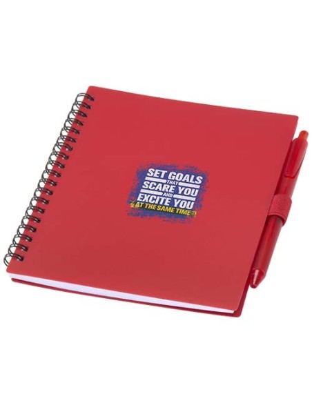 Set di blocco note con copertina morbida in plastica riciclata e penna a sfera (inchiostro blu) Niove