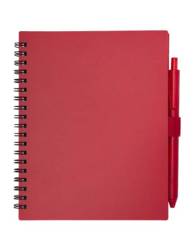 Set di blocco note con copertina morbida in plastica riciclata e penna a sfera (inchiostro blu) Niove