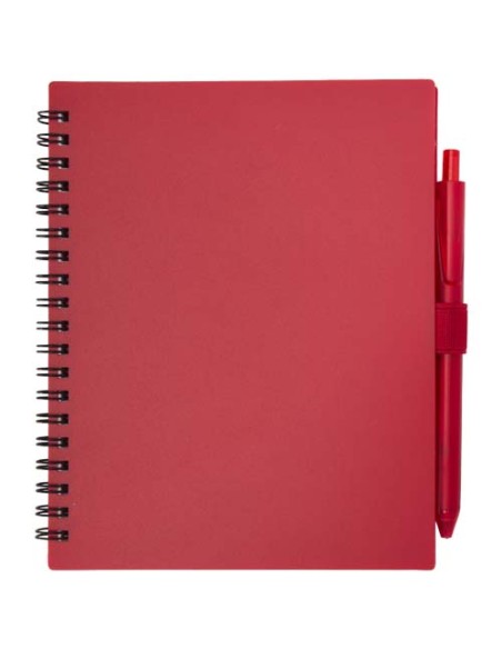 Set di blocco note con copertina morbida in plastica riciclata e penna a sfera (inchiostro blu) Niove