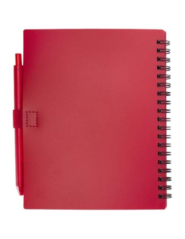 Set di blocco note con copertina morbida in plastica riciclata e penna a sfera (inchiostro blu) Niove