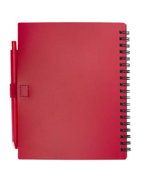 Set di blocco note con copertina morbida in plastica riciclata e penna a sfera (inchiostro blu) Niove