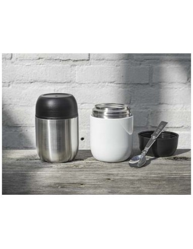 Portavivande in acciaio inossidabile riciclato a doppia parete da 480 ml con cucchiaio pieghevole Supo